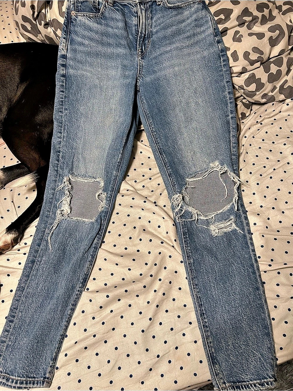 American Eagle Mom Jean Distressed Blue Jeans Waist 0